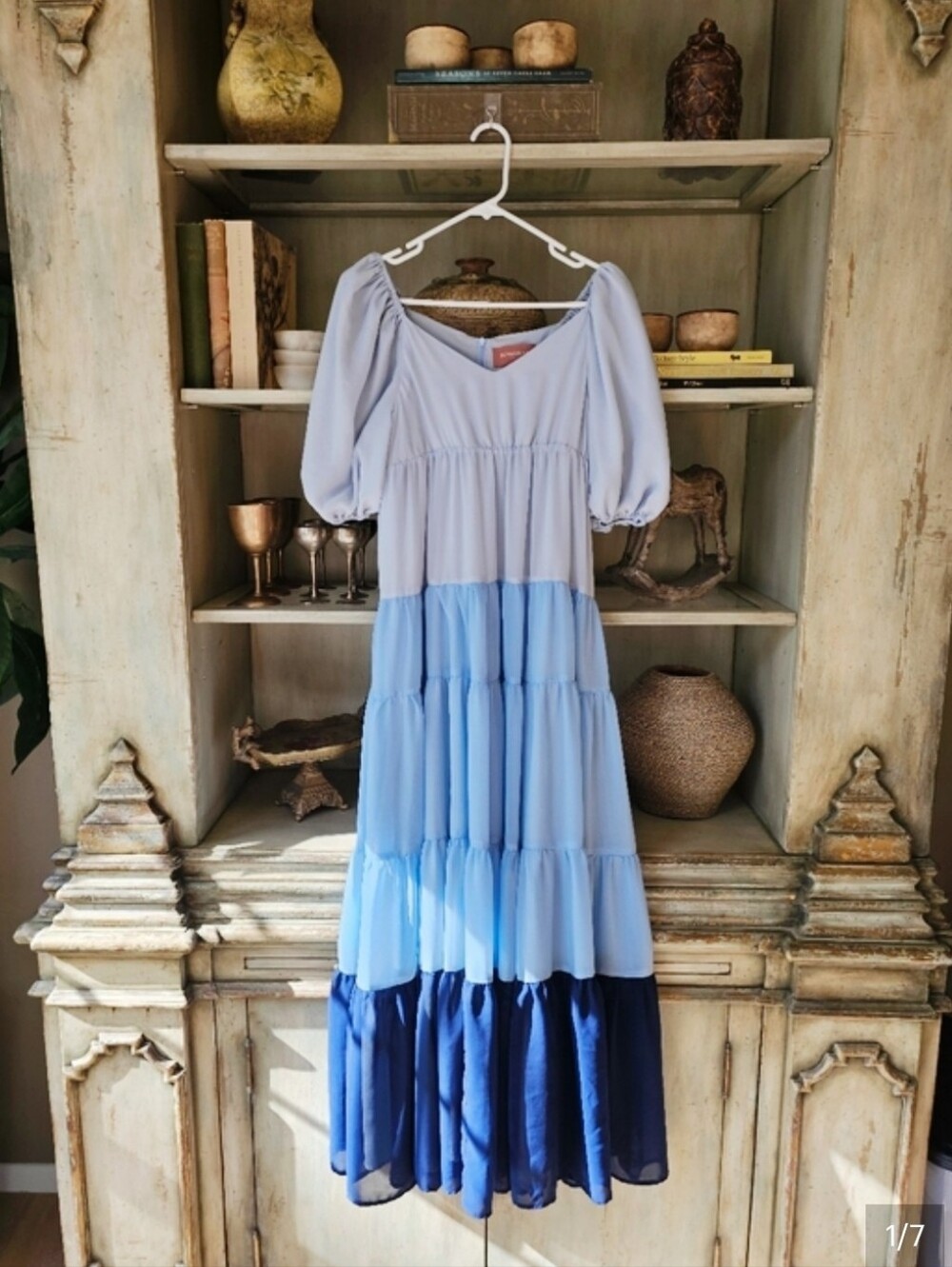 Jessakae Tiered Maxi Colorblock Whimsical Garden Party Luna Blue Dress